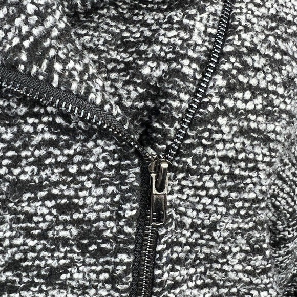 ASTR The Label Black Gray Marled Tweed Coat Size XS Asymmetrical Zip - Picture 7 of 16